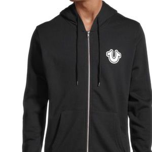 True Religion Logo Cotton-Blend Zip-Up Hoodie
